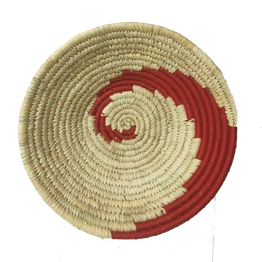 Indian crafty Handicraft Sabai Grass and Palm Leaf Wall Plate, Size 30CM, Red Color