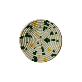 Handicrafts of India Sabai Grass and Palm Leaf Wall Plate, Size 30CM, White Color