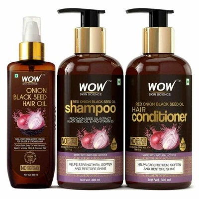 WOW Skin Science Onion Black Seed Ultimate Hair Care Kit Shampoo Conditioner Oil