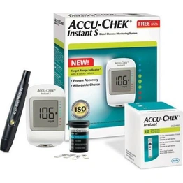 New Accu-Chek Instant S Blood Glucose Sugar Monitoring System Kit With 10 Strips