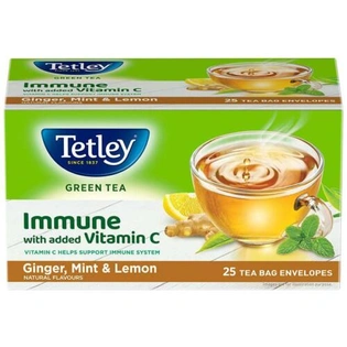 Tetley Green Tea Immune with Added Vitamin C, Ginger, Mint & Lemon, 25 Tea Bags