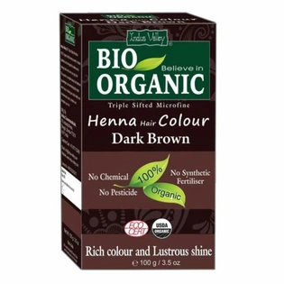 INDUS VALLEY 100% Organic Hair Color, Dark Brown (100g)