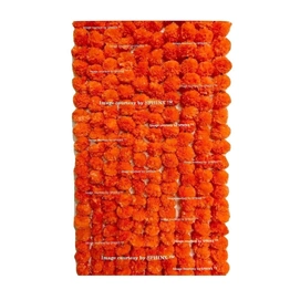 SPHINX Artificial Marigold Fluffy Flowers Garlands for Decoration - Pack of 10 (Dark Orange)