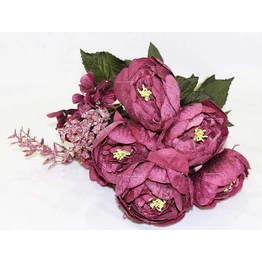 SPHINX Artificial Big Peonies Silk Flowers Bunch (Dark Pinkish Purple, 1 Piece)