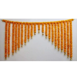 SPHINX Artificial Marigold Fluffy Flower Garlands Door Toran Set (Light Orange, 1 Piece)