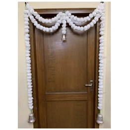 SPHINX Artificial Marigold Fluffy Flower Garlands Door Toran Set (White, 1 Piece)