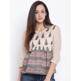 Bhama Couture Women Beige Printed Top