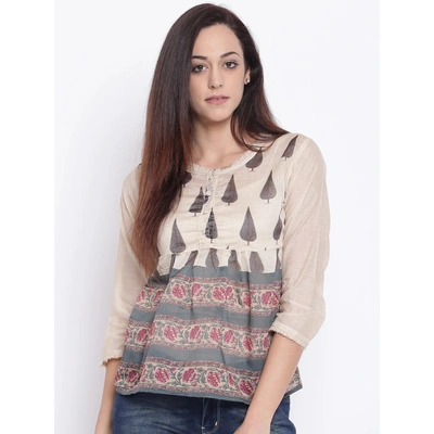 Bhama Couture Women Beige Printed Top