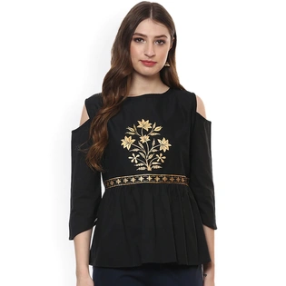 Bhama Couture Women Black Printed Top