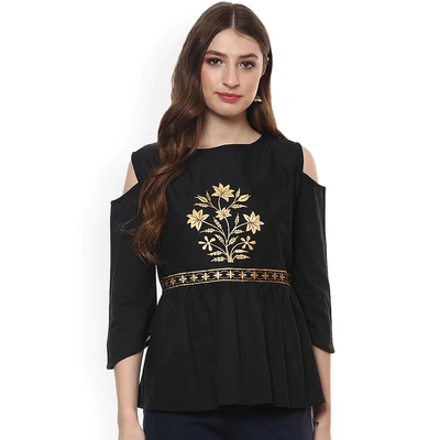 Bhama Couture Women Black Printed Top