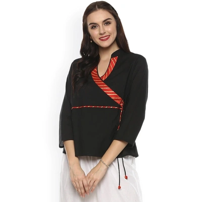 Bhama Couture Women Black Solid Wrap Top