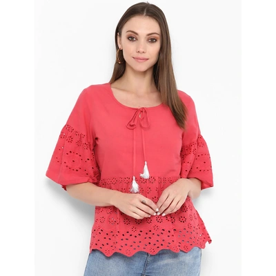 Bhama Couture Women Coral Solid Top