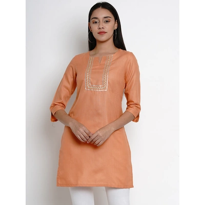 Bhama Couture Orange Tunic With Gota Detailing