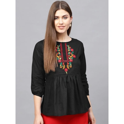 Bhama Couture Black Tunic with Embroidered Detail