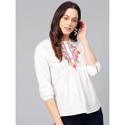 Bhama Couture White Tunic with Embroidered Detail