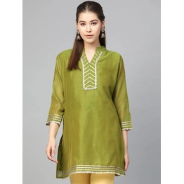 Bhama Couture Women Olive Green Solid Tunic