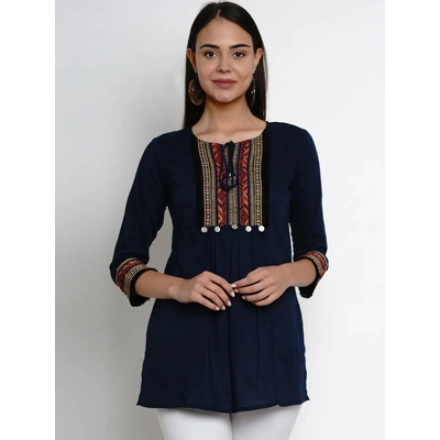 Bhama Couture Women Navy Blue Solid Tunic