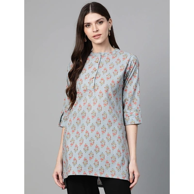 Bhama Couture Women Grey & Pink Printed Tunic