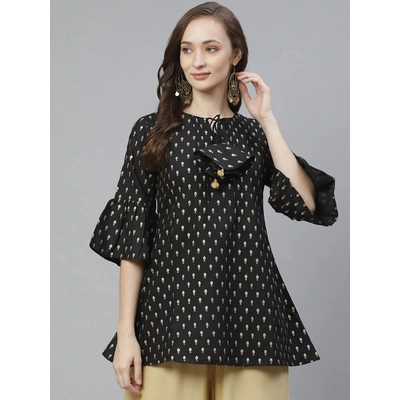 Bhama Couture Women Black & Gold-Toned Printed Tunic