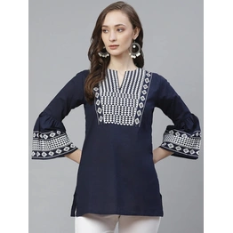 Bhama Couture Women Navy Blue & White Printed Tunic