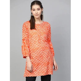 Bhama Couture Women Orange & White Striped Tunic