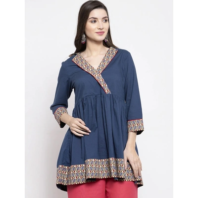 Bhama Couture Women Navy Blue Solid Flared Tunic