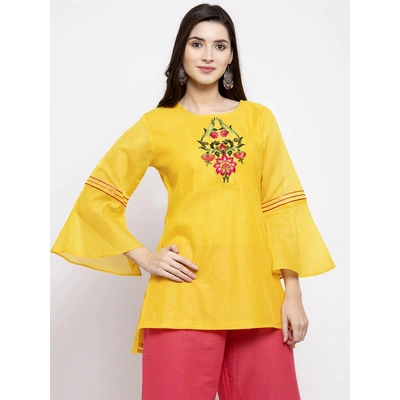 Bhama Couture Women Yellow Embroidered Detail Tunic