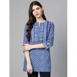 Bhama Couture Blue & White Printed Tunic