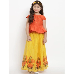 Bitiya by Bhama Orange & Yellow Ready to Wear Lehenga with Blouse