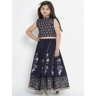 Bitiya by Bhama Navy Blue Ready to Wear Lehenga with Blouse