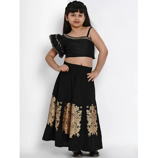 Bitiya by Bhama Black Printed Ready to Wear Lehenga with Blouse