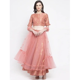 Bhama Couture Peach-Coloured Ready to Wear Lehenga & Blouse with Dupatta