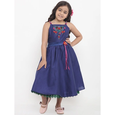 Bitiya by Bhama Girls Blue Embellished Fit and Flare Dress