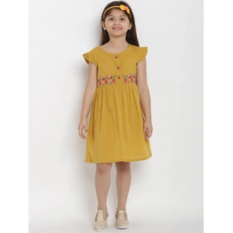 Bitiya by Bhama Girls Mustard Empire Dress