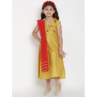 Bitiya by Bhama Girls Solid Yellow A-Line Dress