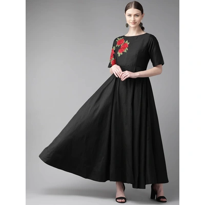 Bhama Couture Women Black Solid Maxi Dress