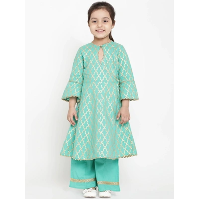 Bitiya by Bhama Girls Green Printed Kurti with Palazzos