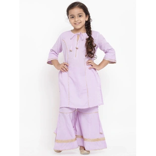 Bitiya by Bhama Girls Lavender Solid Kurta with Palazzos