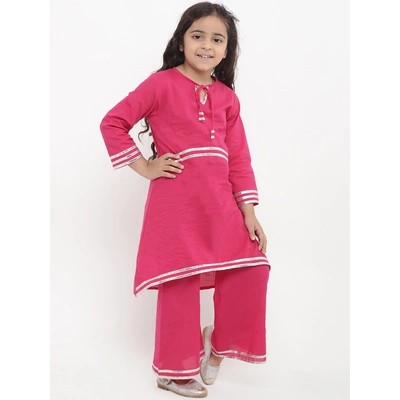 Bitiya by Bhama Girls Pink Striped Kurti with Palazzos