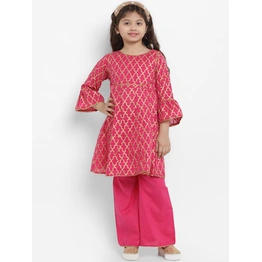 Bitiya by Bhama Girls Fuchsia Printed Kurta with Palazzos