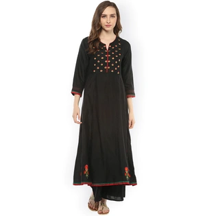 Bhama Couture Women Black Solid Kurta with Palazzos