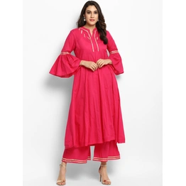 Bhama Couture Women Pink Solid Kurta with Palazzos