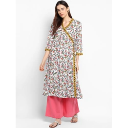 Bhama Couture Women Off-White Printed Kurta with Palazzos