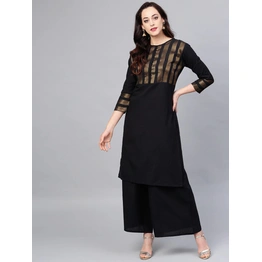 Bhama Couture Women Black Yoke Design Kurta with Palazzos