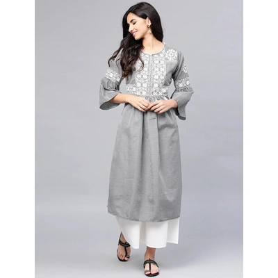 Bhama Couture Women Black & White Checked Kurta with Palazzos