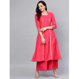 Bhama Couture Women Magenta Solid Kurta with Palazzos