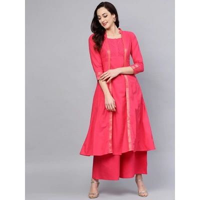 Bhama Couture Women Magenta Solid Kurta with Palazzos