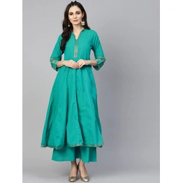 Bhama Couture Women Green Solid Kurta with Palazzos