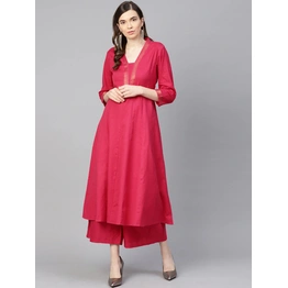 Bhama Couture Women Fuchsia Solid Kurta with Palazzos