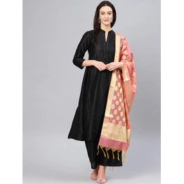 Bhama Couture Women Black Solid Kurta with Palazzos & Dupatta